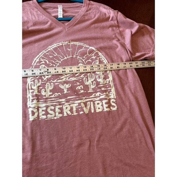 Bella + Canvas Womens T-Shirt Pink Heather XL VNeck Graphic Print "Desert Vibes" - Picture 7 of 7